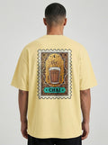 Chai Stamp Biege Indian Aesthetic Oversized T-Shirt