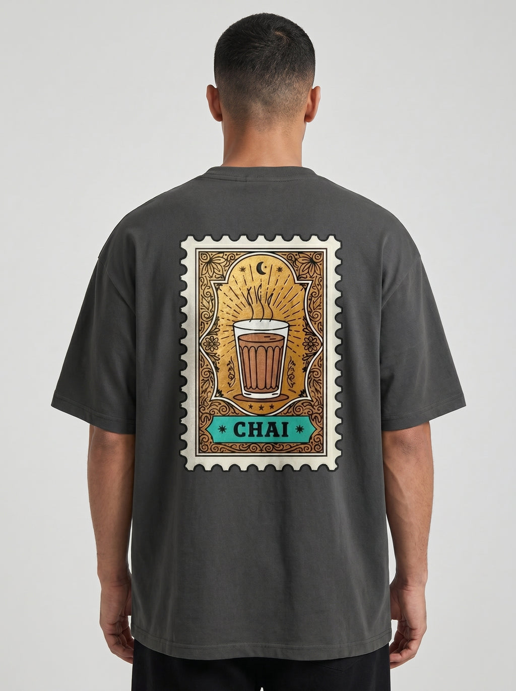 Chai Stamp Black| Indian Aesthetic Oversized T-Shirt