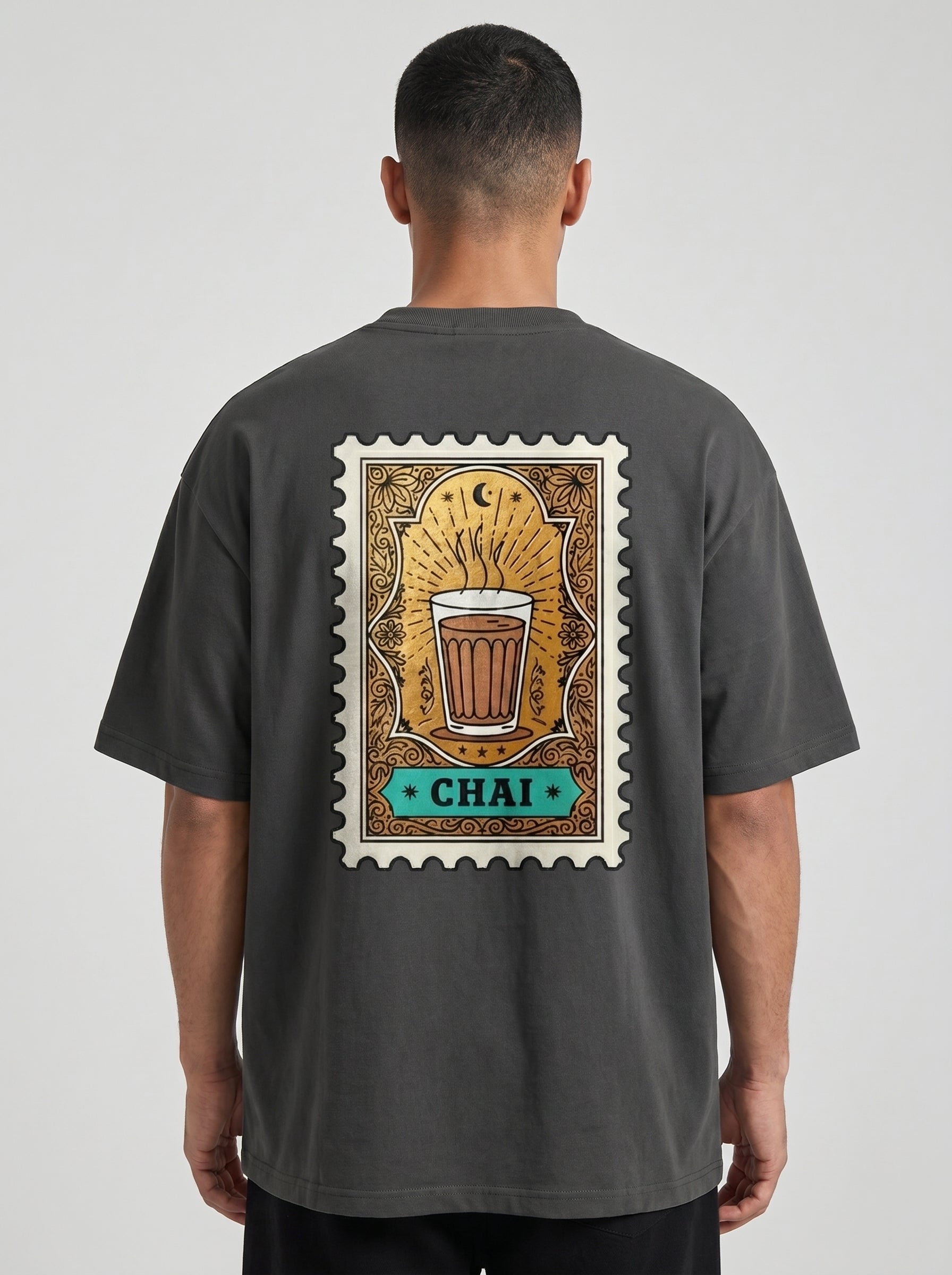 Chai Stamp Black| Indian Aesthetic Oversized T-Shirt