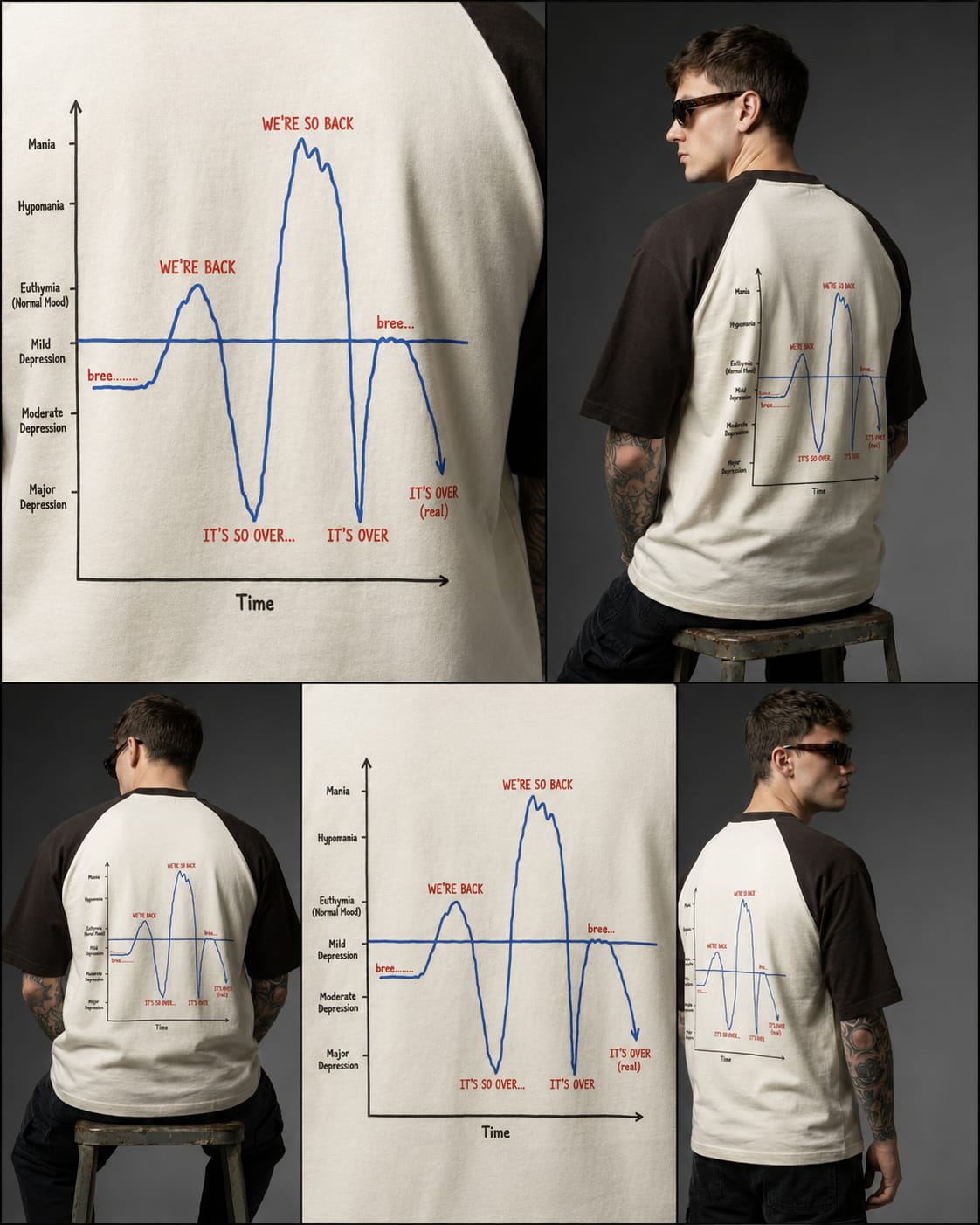 Come Back | Coffee Brown Off White | Oversized Raglan T Shirt