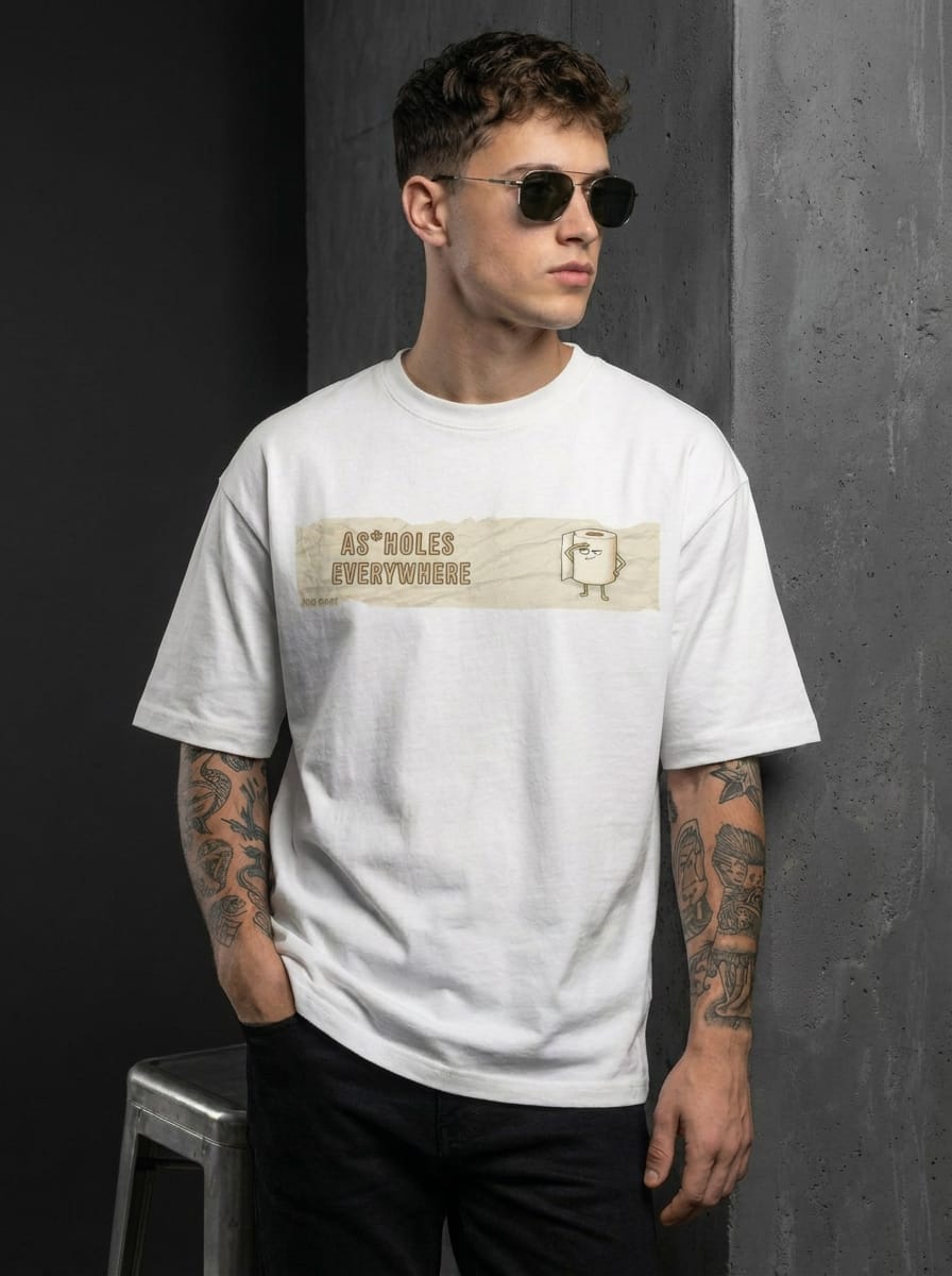 As holes Everywhere white | Oversized Graphic T-Shirt 240 GSM