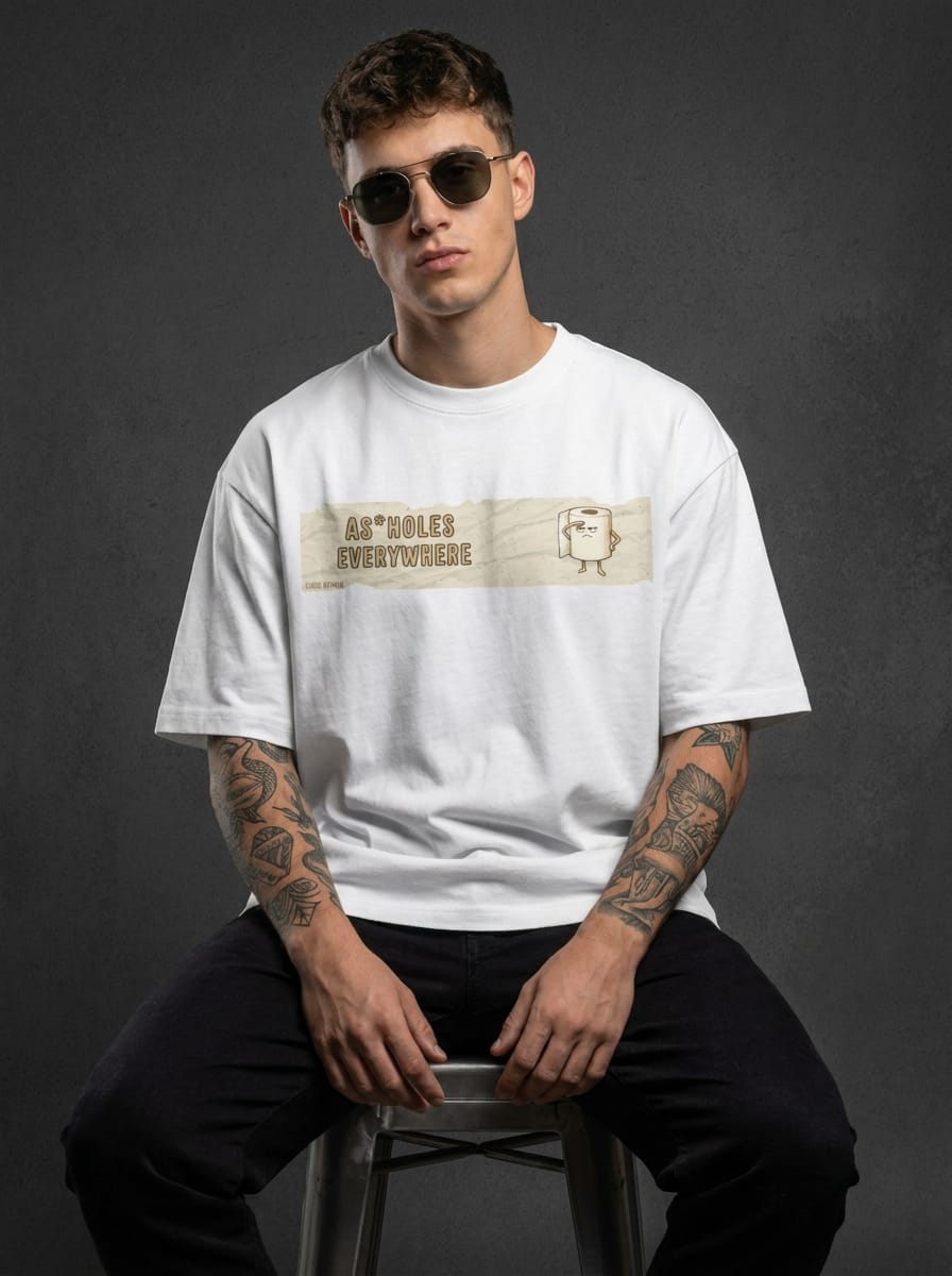 As holes Everywhere white | Oversized Graphic T-Shirt 240 GSM