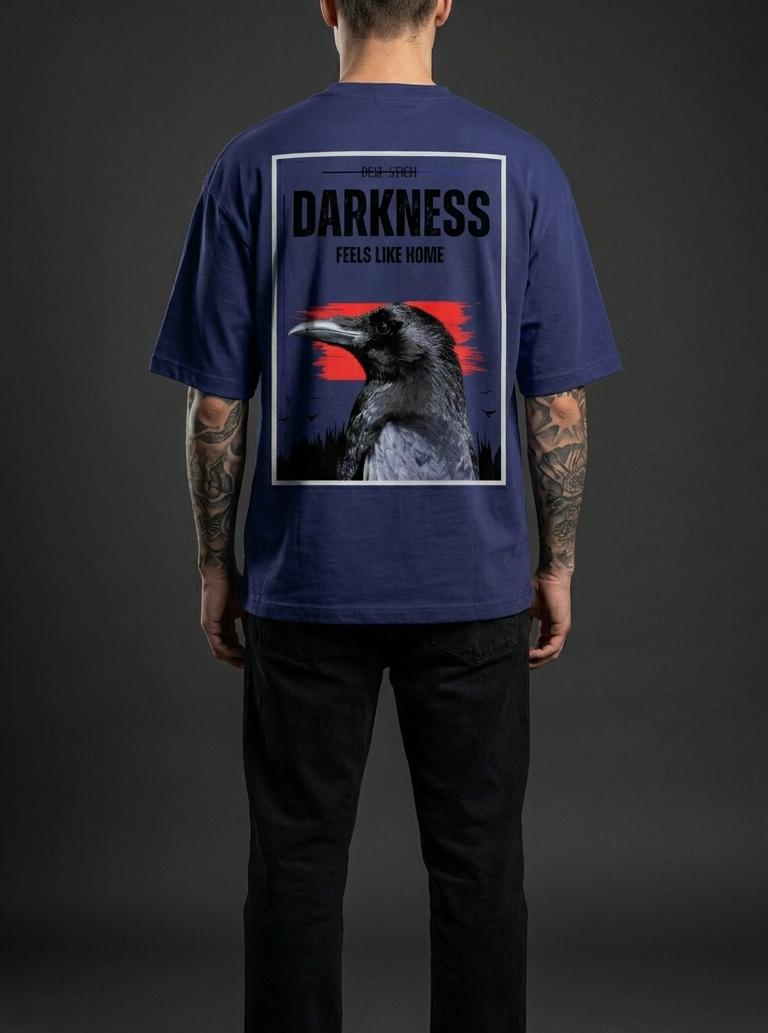 Raven Darkness Royal Blue | Oversize  Graphic T-shirt 240 GSM