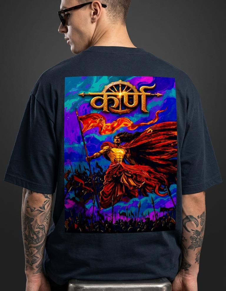 Karna Retro Comic Mahabharat T-Shirt | Indian Epic Graphic Tee | Oversized 240 GSM
