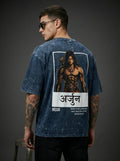 Arjuna Mahabharata T-Shirt | Hindu Mythology Graphic Tee | Oversized Acid Wash 240 GSM