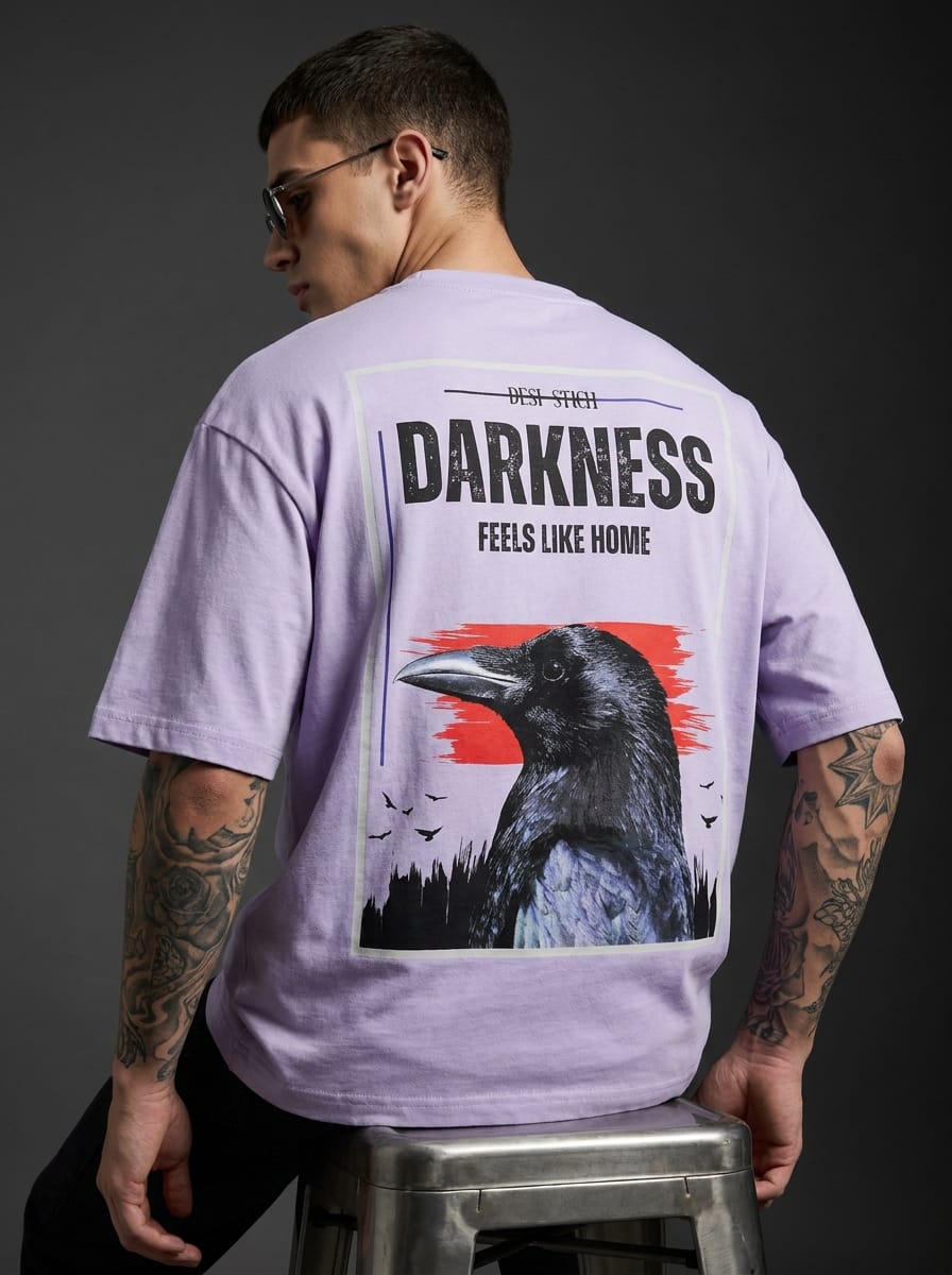Raven Darkness Lavender | Oversize  Graphic T-shirt 240 GSM