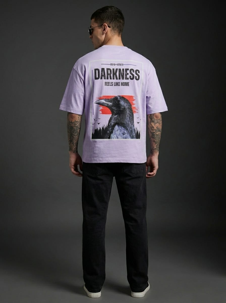 Raven Darkness Lavender | Oversize  Graphic T-shirt 240 GSM