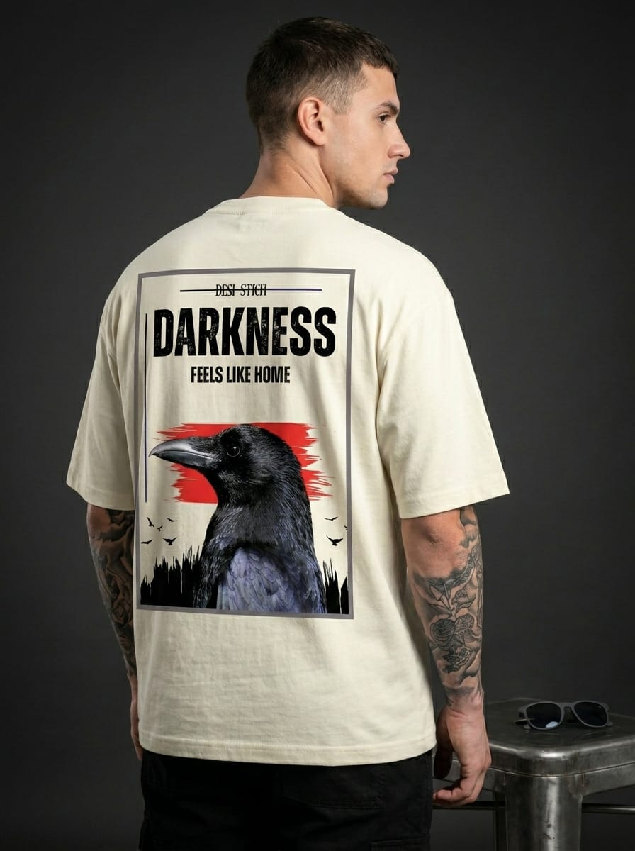 Raven Darkness Off White | Oversize  Graphic T-shirt 240 GSM