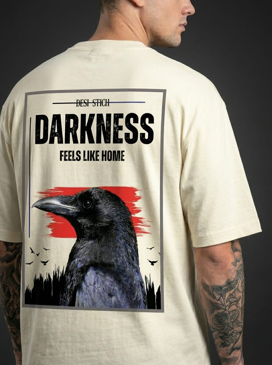 Raven Darkness Off White | Oversize  Graphic T-shirt 240 GSM