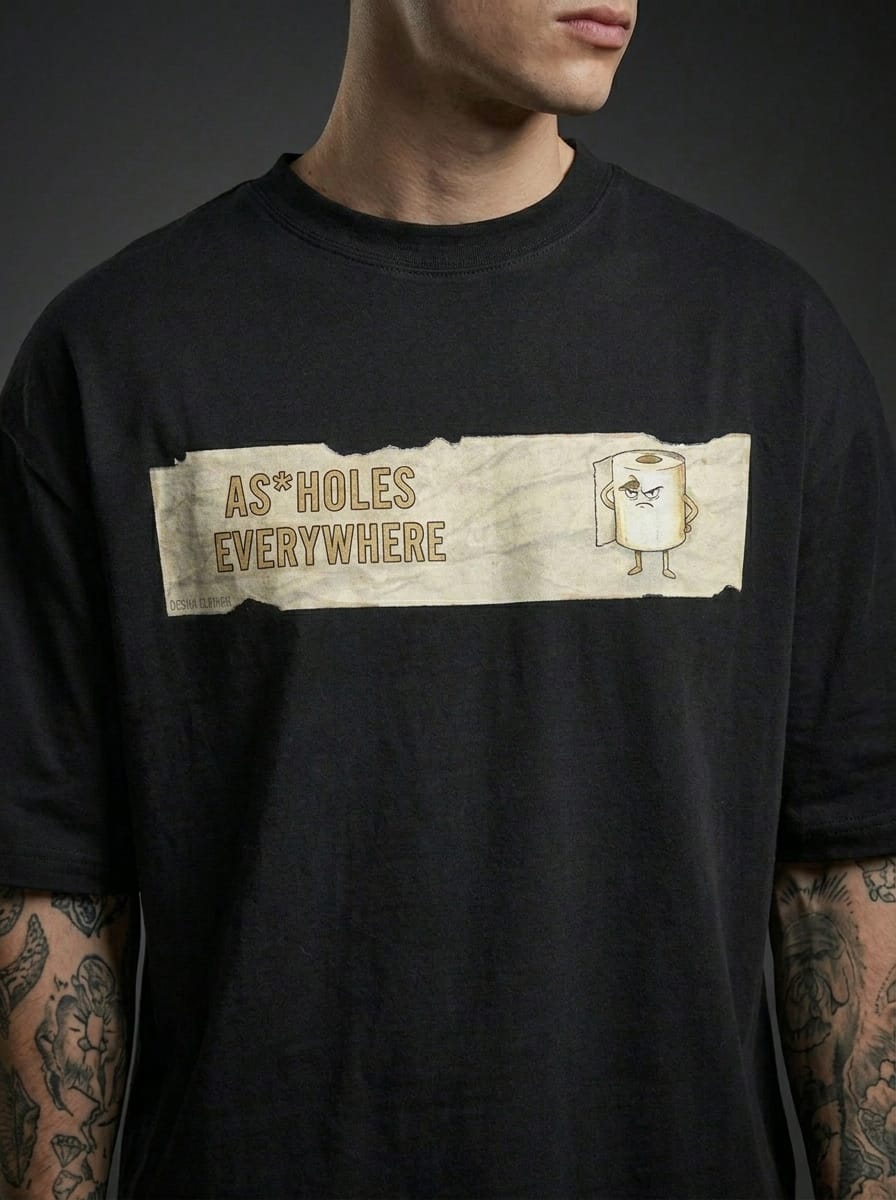 As holes Everywhere Black | Oversized Graphic T-Shirt 240 GSM